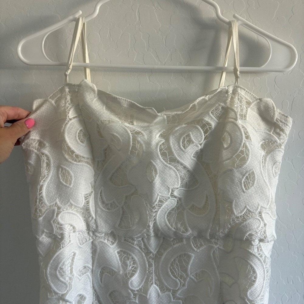 Bardot Lace Dress Cocktail Party Sleeveless White‎ Midi M - Picture 7 of 7